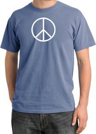 Peace Sign Shirt Basic Peace White Print Pigment Dyed Tee Night Blue