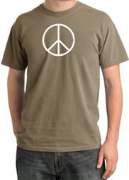 Peace Sign Shirt Basic Peace White Print Pigment Dyed Tee Sandstone