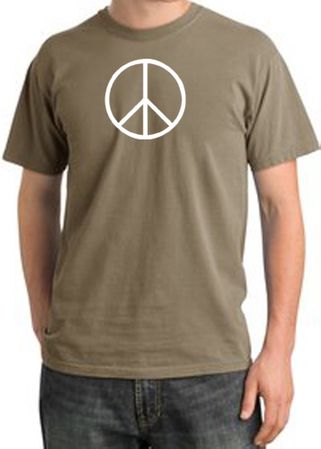 Peace Sign Shirt Basic Peace White Print Pigment Dyed Tee Sandstone