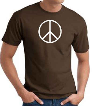 Peace Sign Shirt Basic Peace White Print Tee Brown
