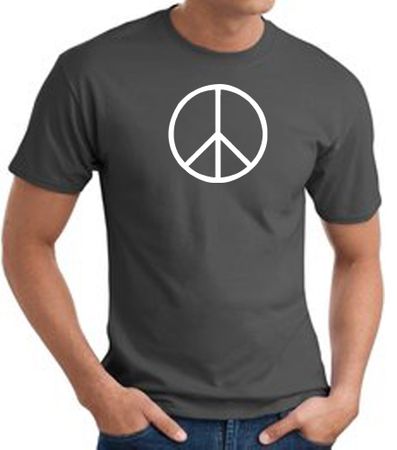Peace Sign Shirt Basic Peace White Print Tee Charcoal
