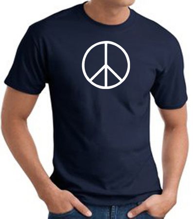 Peace Sign Shirt Basic Peace White Print Tee Navy