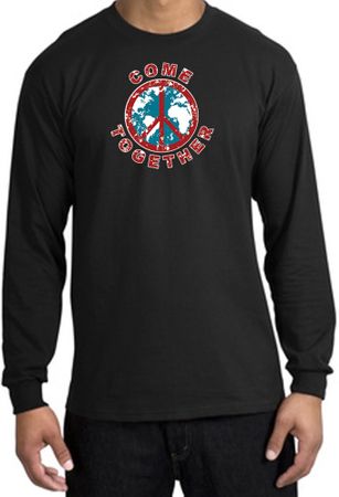 Peace Sign Shirt Come Together Long Sleeve Tee Black