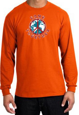 Peace Sign Shirt Come Together Long Sleeve Tee Orange