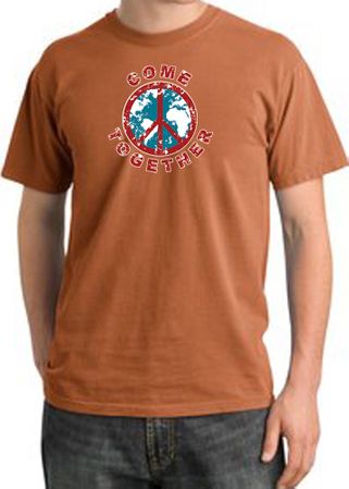 Peace Sign Shirt Come Together Pigment Dyed Tee Burnt Orange