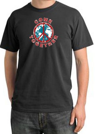 Peace Sign Shirt Come Together Pigment Dyed Tee Dark Smoke