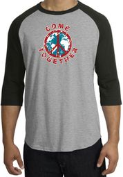 Peace Sign Shirt Come Together Raglan Shirt Heather Grey/Black Peace Sign Shirt Come Together Raglan Shirt Heather Grey/Black