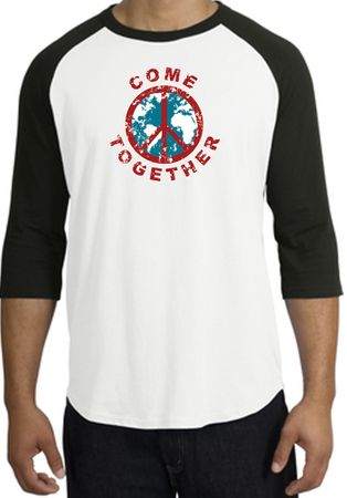 Peace Sign Shirt Come Together Raglan Shirt White/Black