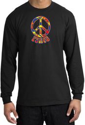 Peace Sign Shirt Funky 70s Peace Long Sleeve Shirt Black