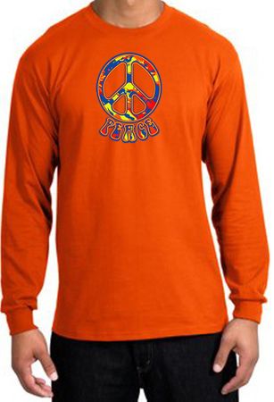 Peace Sign Shirt Funky 70s Peace Long Sleeve Shirt Orange