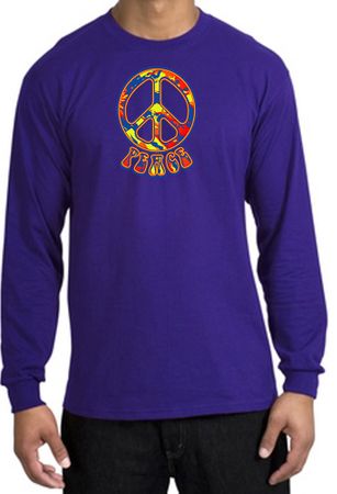 Peace Sign Shirt Funky 70s Peace Long Sleeve Shirt Purple