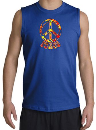 Peace Sign Shirt Funky 70s Peace Muscle Shirt Royal