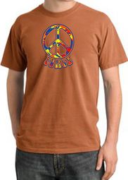 Peace Sign Shirt Funky 70s Peace Pigment Dyed Tee Burnt Orange