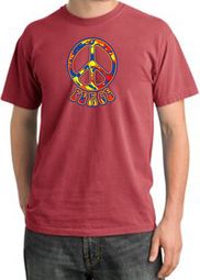 Peace Sign Shirt Funky 70s Peace Pigment Dyed Tee Dashing Red