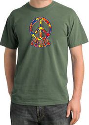 Peace Sign Shirt Funky 70s Peace Pigment Dyed Tee Olive