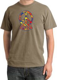 Peace Sign Shirt Funky 70s Peace Pigment Dyed Tee Sandstone