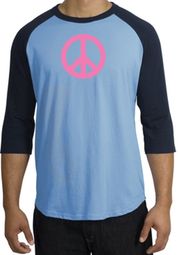 Peace Sign Shirt Pink Peace Raglan Tee Carolina Blue/Navy Peace Sign Shirt Pink Peace Raglan Tee Carolina Blue/Navy