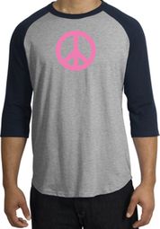Peace Sign Shirt Pink Peace Raglan Tee Heather Grey/Navy Peace Sign Shirt Pink Peace Raglan Tee Heather Grey/Navy