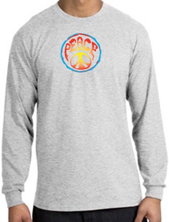 Peace Sign Shirt Psychedelic Peace Long Sleeve Shirt Ash