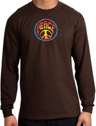 Peace Sign Shirt Psychedelic Peace Long Sleeve Shirt Brown Peace Sign Shirt Psychedelic Peace Long Sleeve Shirt Brown
