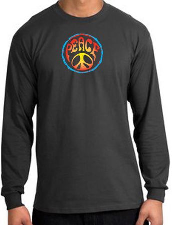 Peace Sign Shirt Psychedelic Peace Long Sleeve Shirt Charcoal