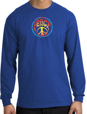 Peace Sign Shirt Psychedelic Peace Long Sleeve Shirt Royal