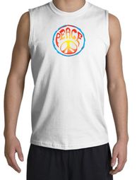 Peace Sign Shirt Psychedelic Peace Muscle Shirt White