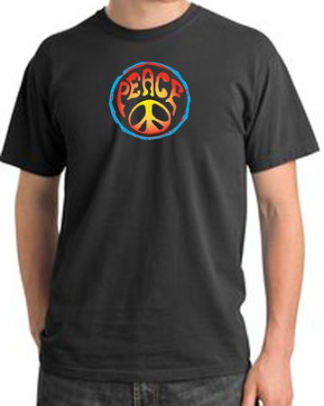 Peace Sign Shirt Psychedelic Peace Pigment Dyed Tee Dark Smoke