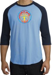 Peace Sign Shirt Psychedelic Peace Raglan Shirt Carolina Blue/Navy Peace Sign Shirt Psychedelic Peace Raglan Shirt Carolina Blue/Navy