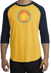 Peace Sign Shirt Psychedelic Peace Raglan Shirt Gold/Navy Peace Sign Shirt Psychedelic Peace Raglan Shirt Gold/Navy