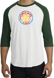 Peace Sign Shirt Psychedelic Peace Raglan Shirt White/Forest Peace Sign Shirt Psychedelic Peace Raglan Shirt White/Forest