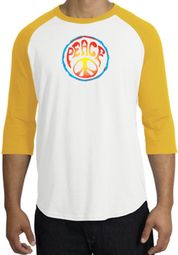 Peace Sign Shirt Psychedelic Peace Raglan Shirt White/Gold Peace Sign Shirt Psychedelic Peace Raglan Shirt White/Gold