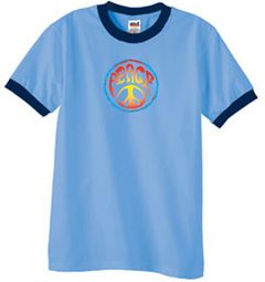 Peace Sign Shirt Psychedelic Peace Ringer Shirt Carolina Blue/Navy Peace Sign Shirt Psychedelic Peace Ringer Shirt Carolina Blue/Navy