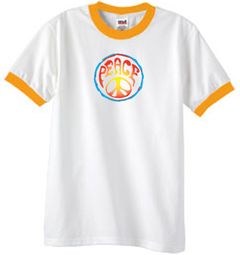 Peace Sign Shirt Psychedelic Peace Ringer Shirt White/Gold Peace Sign Shirt Psychedelic Peace Ringer Shirt White/Gold