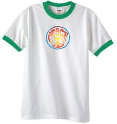 Peace Sign Shirt Psychedelic Peace Ringer Shirt White/Kelly Green Peace Sign Shirt Psychedelic Peace Ringer Shirt White/Kelly Green