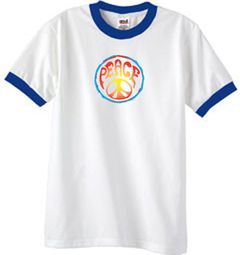 Peace Sign Shirt Psychedelic Peace Ringer Shirt White/Royal Peace Sign Shirt Psychedelic Peace Ringer Shirt White/Royal