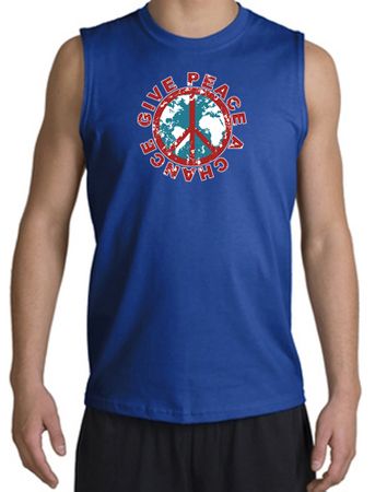Peace Sign Shooter T-Shirt - Give Peace A Chance Cut Off Royal Shirt