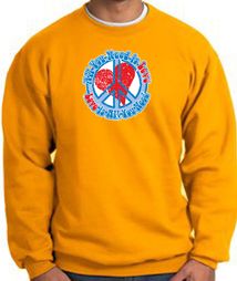 Peace Sign Sweatshirt - All You Need Is Love - Gold