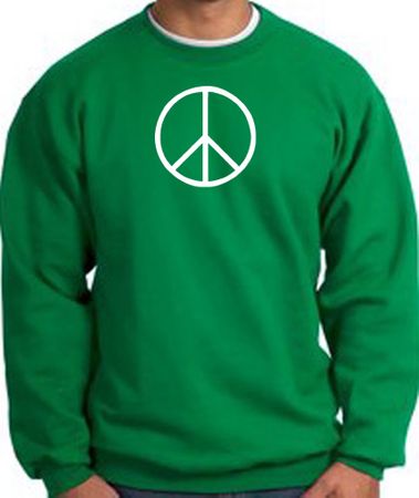 Peace Sign Sweatshirt Basic Peace White Print Sweatshirt Kelly Green