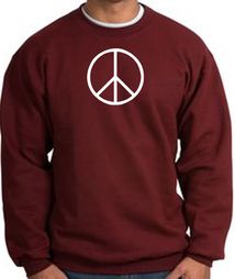 Peace Sign Sweatshirt Basic Peace White Print Sweatshirt Maroon