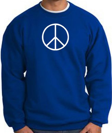 Peace Sign Sweatshirt Basic Peace White Print Sweatshirt Royal