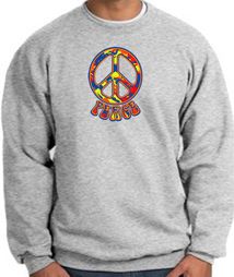 Peace Sign Sweatshirt Funky 70s Peace Sweatshirt Athletic Heather
