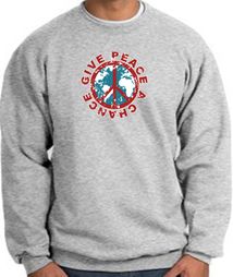 Peace Sign Sweatshirt - Give Peace A Chance - Athletic Heather Peace Sign Sweatshirt - Give Peace A Chance - Athletic Heather