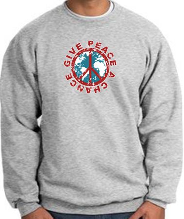 Peace Sign Sweatshirt - Give Peace A Chance - Athletic Heather