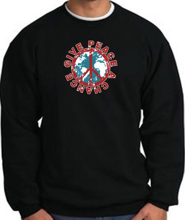 Peace Sign Sweatshirt - Give Peace A Chance - Black