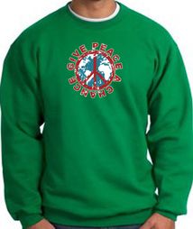 Peace Sign Sweatshirt - Give Peace A Chance - Kelly Green Peace Sign Sweatshirt - Give Peace A Chance - Kelly Green