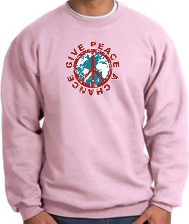 Peace Sign Sweatshirt - Give Peace A Chance - Pink
