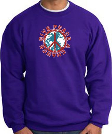 Peace Sign Sweatshirt - Give Peace A Chance - Purple