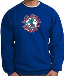 Peace Sign Sweatshirt - Give Peace A Chance - Royal Peace Sign Sweatshirt - Give Peace A Chance - Royal
