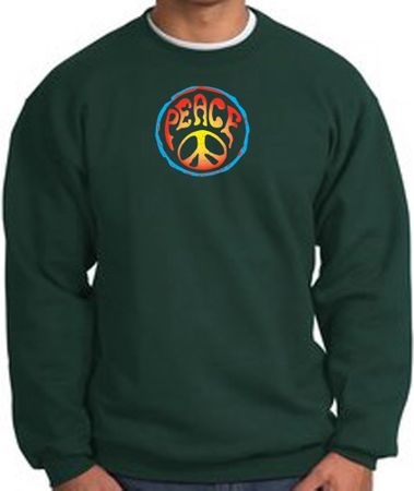 Peace Sign Sweatshirt Psychedelic Peace Sweat Shirt Dark Green